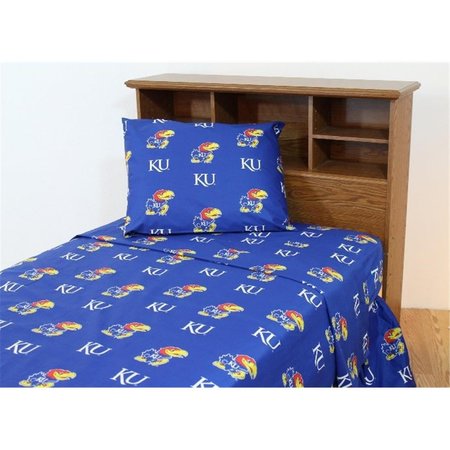 COLLEGE COVERS College Covers KANSSTX Kansas Printed Sheet Set Twin XL- Solid KANSSTX